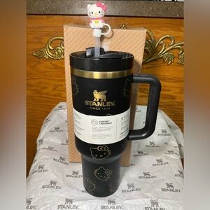 Stanley Black and Gold Hello Kitty with straw topper
